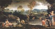 Annibale Carracci landscape with fishing scene Germany oil painting artist